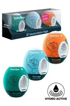 Satisfyer Masturbator Eggs 3-Piece Set Naughty, Savage, Crunchy