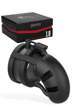 Shots Toys Mancage - 3.5 Black Silicone Cock Cage With Ball Strap & Metal Lock