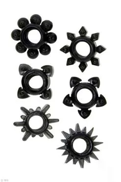 Doc Johnson Black Cock Rings (Set Of 6)